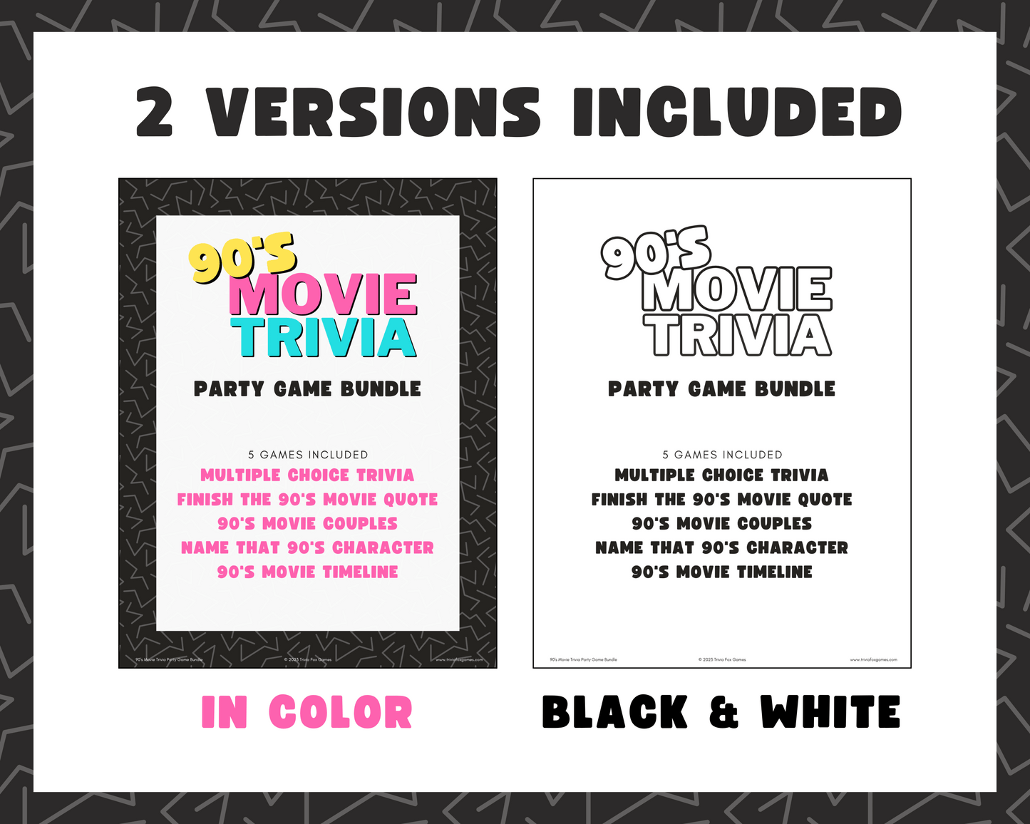 90's Movie Trivia Party Game Bundle
