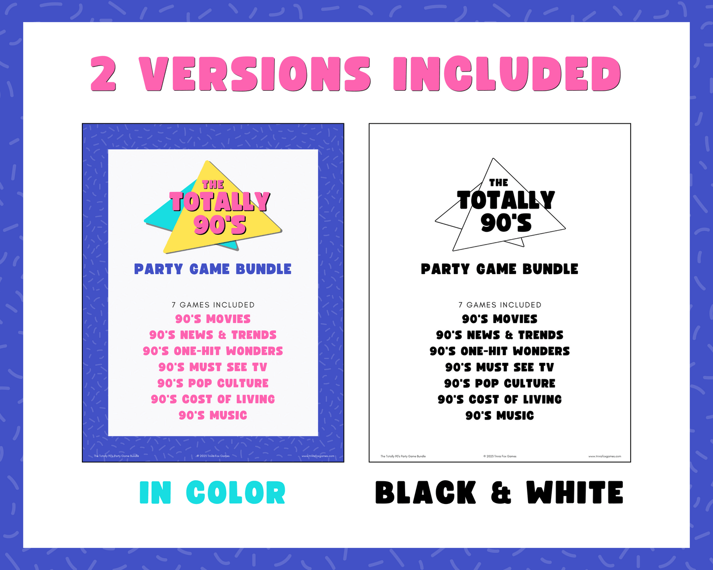 90's Trivia Party Game Bundle
