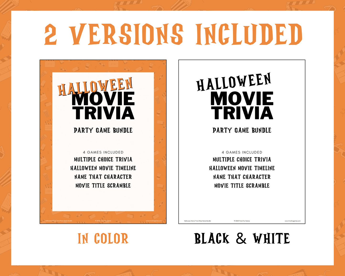 Halloween Movie Trivia Party Game Bundle