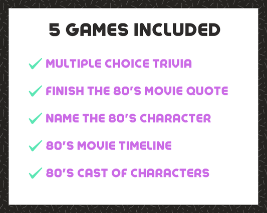 80's Movie Trivia Party Game Bundle