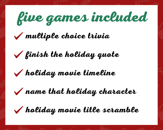 Holiday Movie Trivia Printable Game Bundle