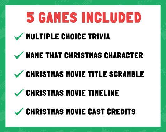 Christmas Movie Trivia Printable Game Bundle