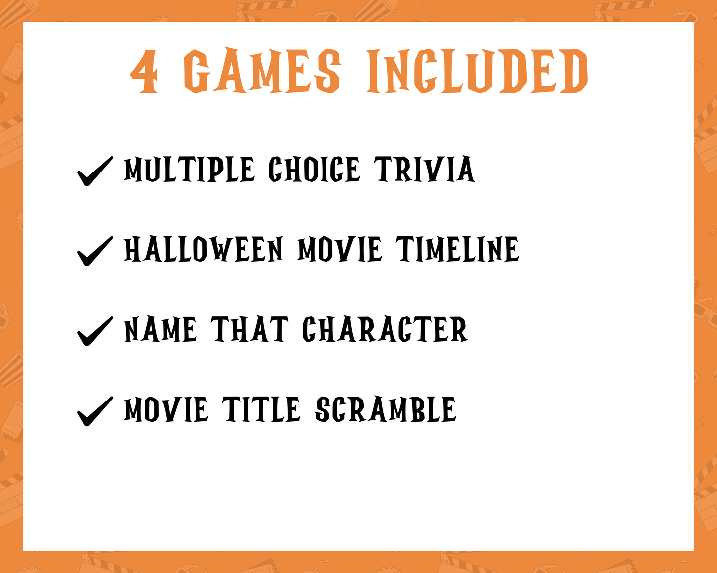 Halloween Movie Trivia Party Game Bundle