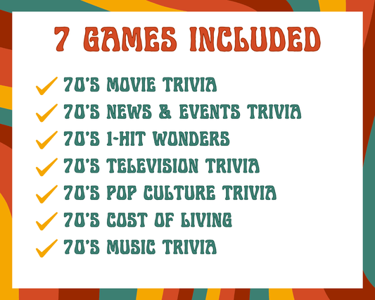70's Trivia Party Game Bundle