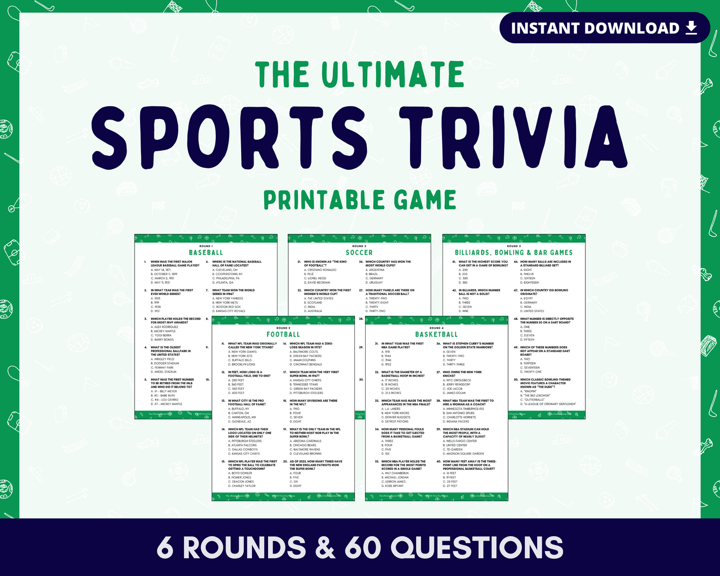SPORTS TRIVIA Printable Game