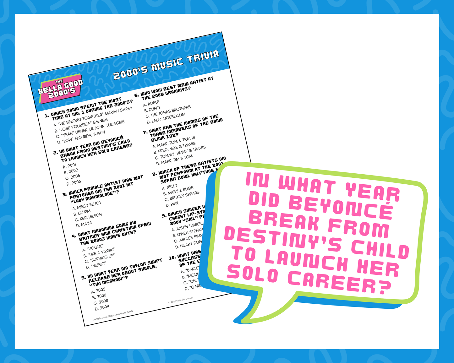 Hella Good 2000's Trivia Party Game Bundle