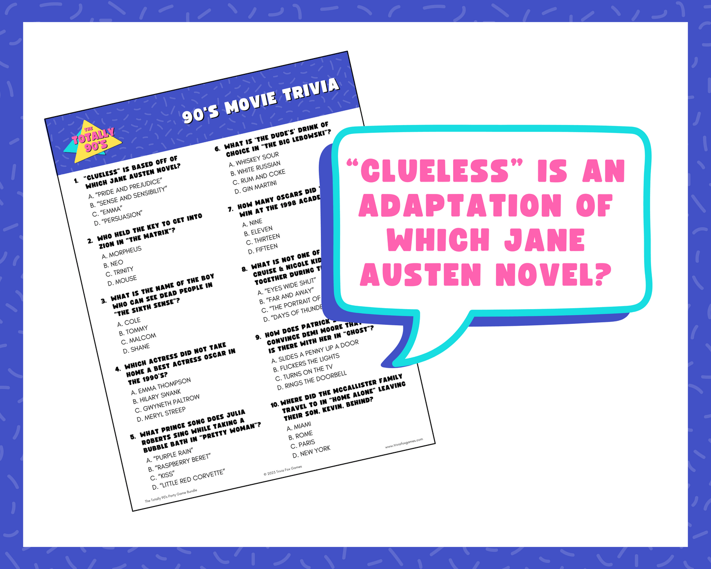90's Trivia Party Game Bundle