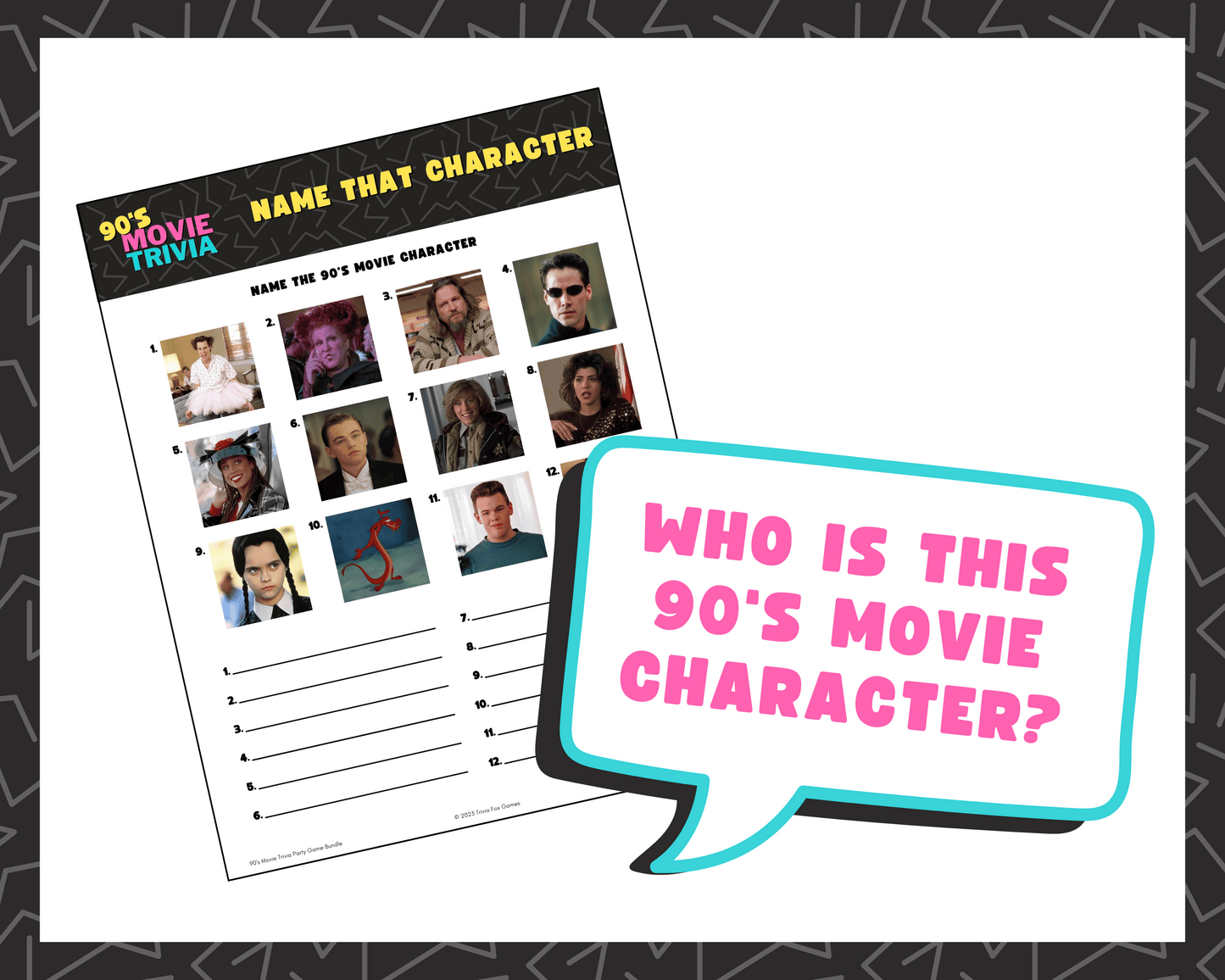 90's Movie Trivia Party Game Bundle