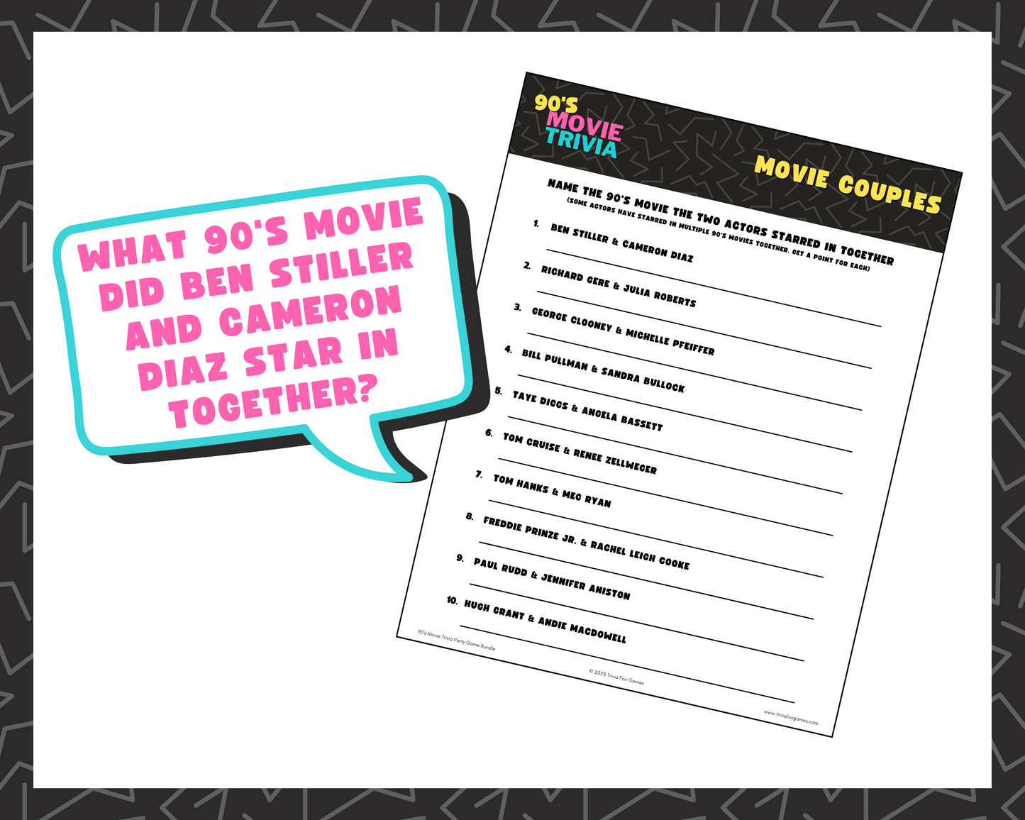 90's Movie Trivia Party Game Bundle