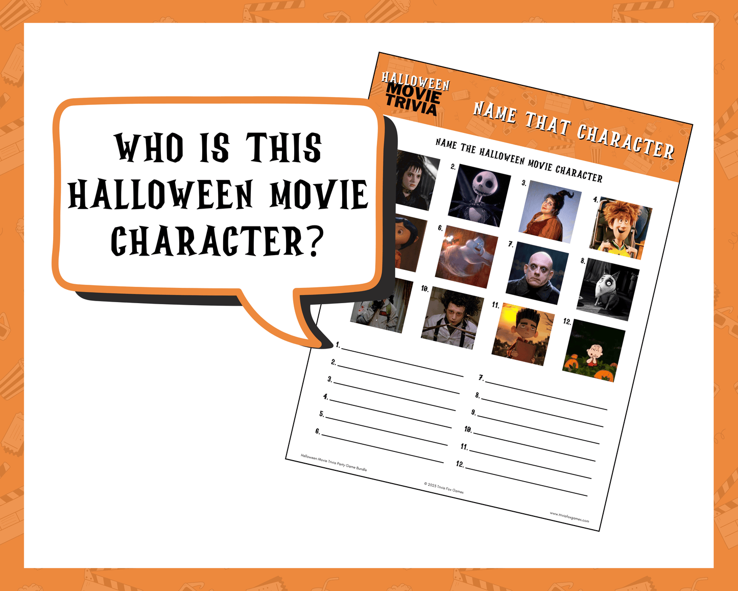 Halloween Movie Trivia Party Game Bundle
