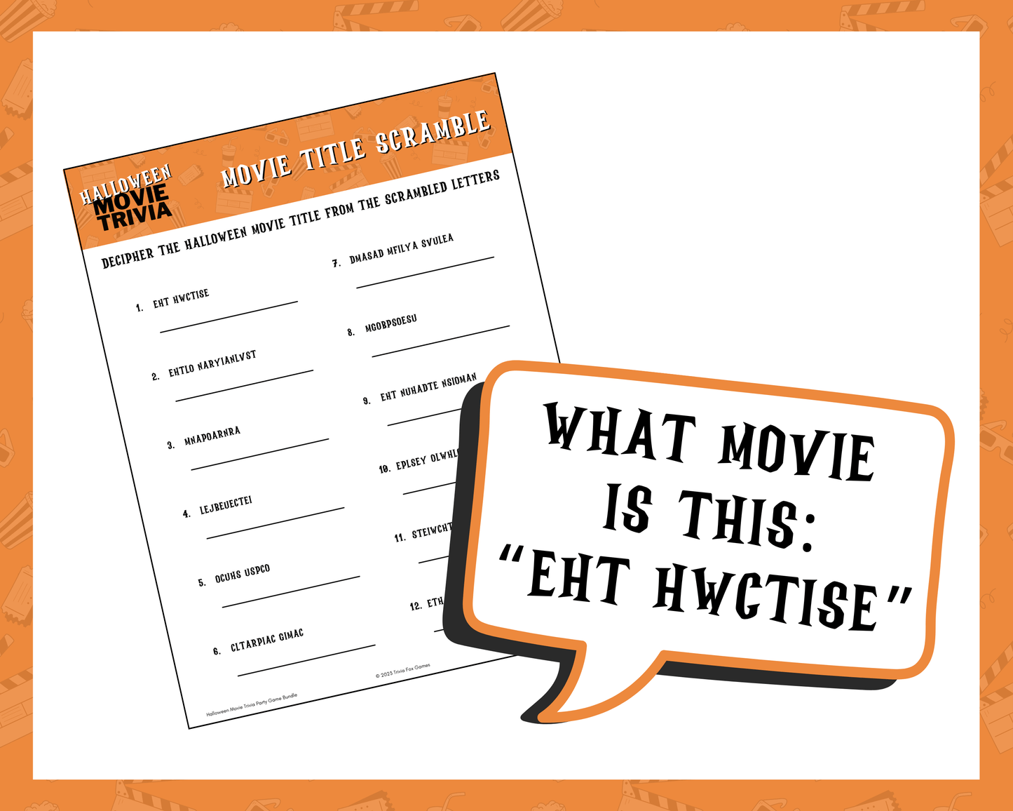 Halloween Movie Trivia Party Game Bundle