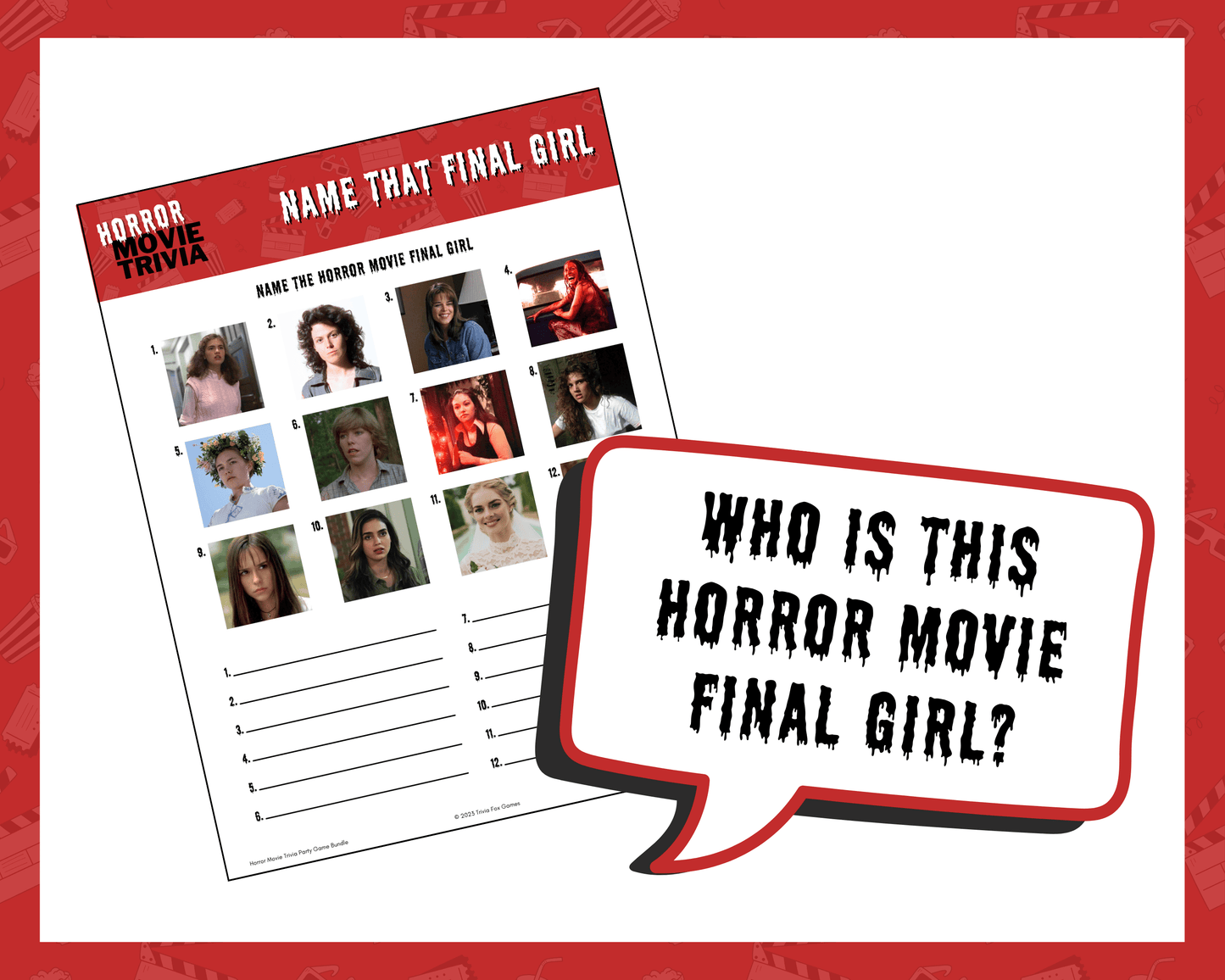 Horror Movie Trivia Party Game Bundle