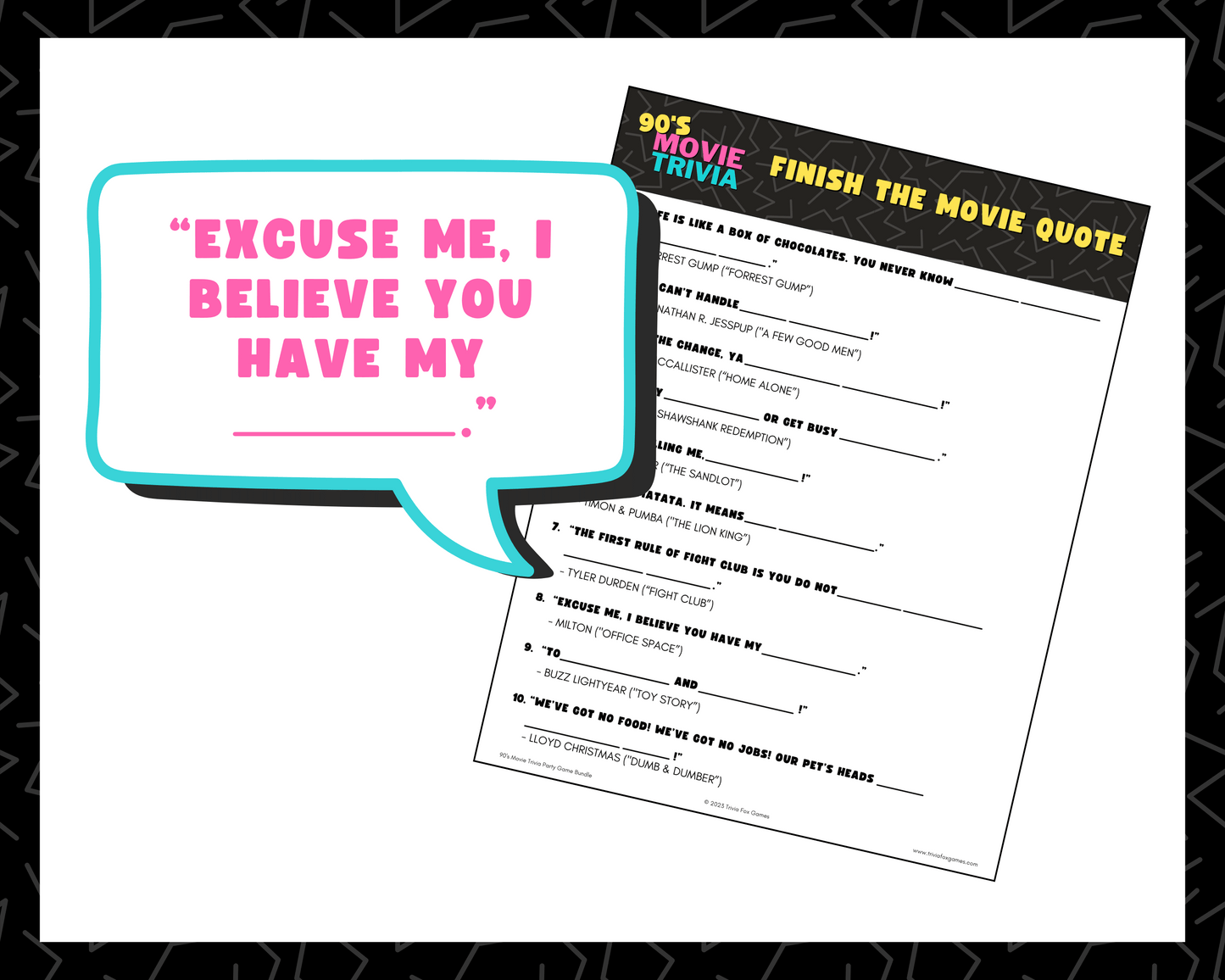 90's Trivia Printable Game Bundle