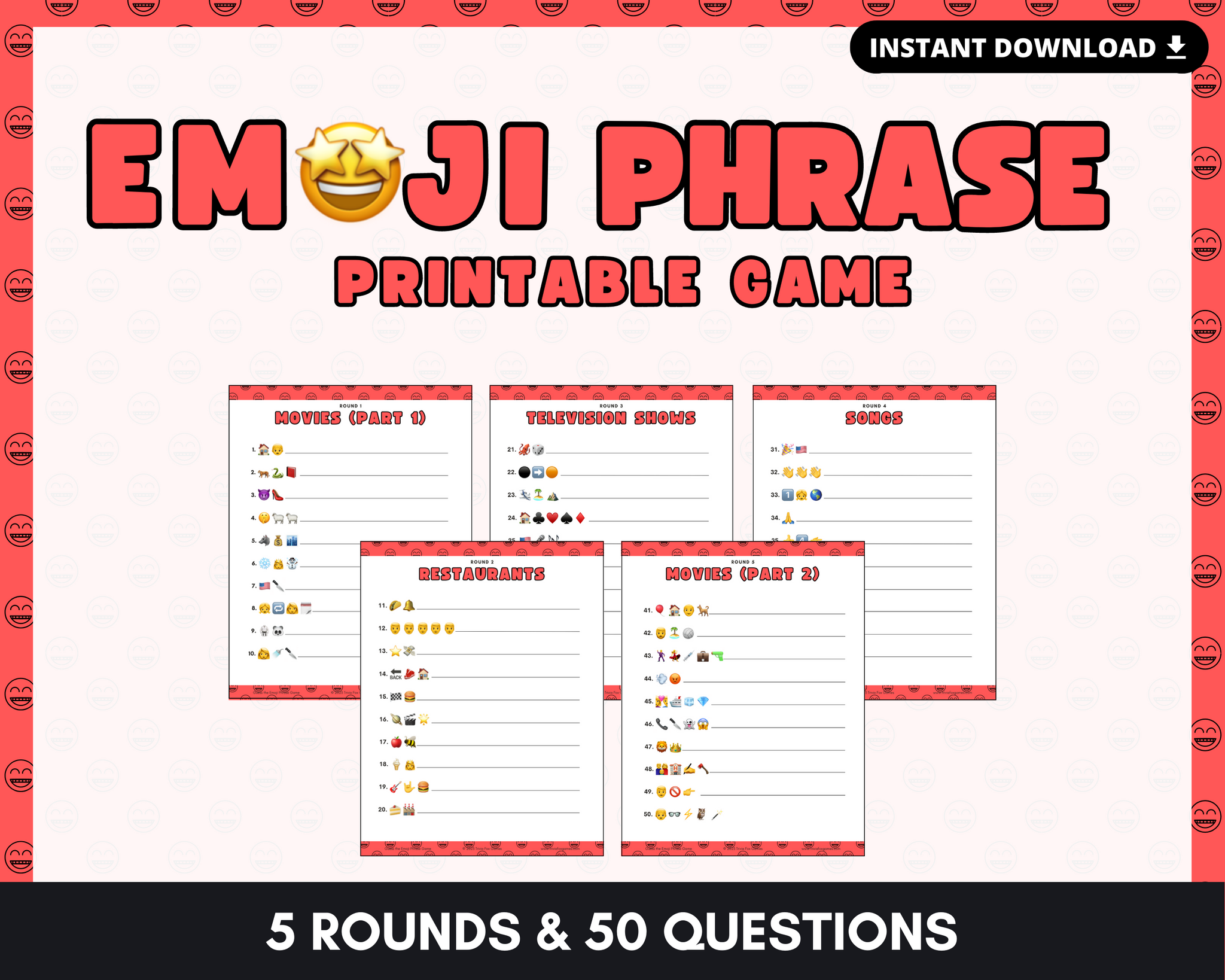 Free Printable Disney Movie Emoji Quiz Sheets