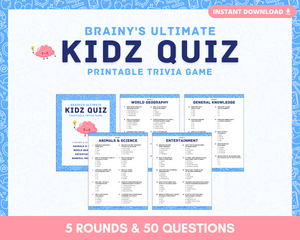 KIDZ QUIZ PRINTABLE TRIVIA GAME