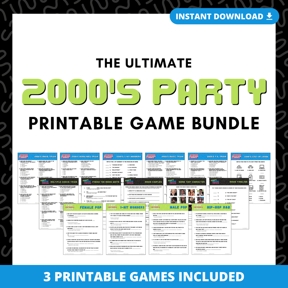 2000's Trivia Printable Game Bundle
