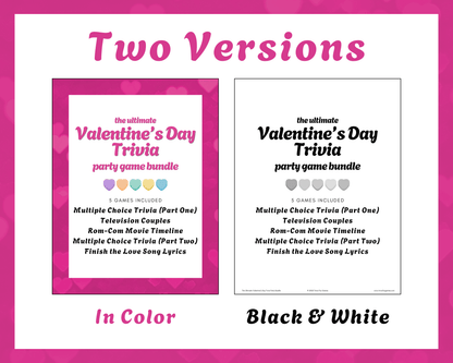 Valentine's Day Trivia Printable Game Bundle