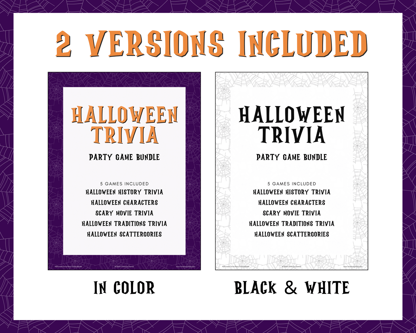 Halloween Trivia Party Game Bundle