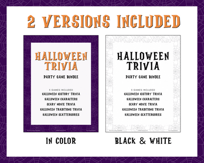 Halloween Trivia Party Game Bundle