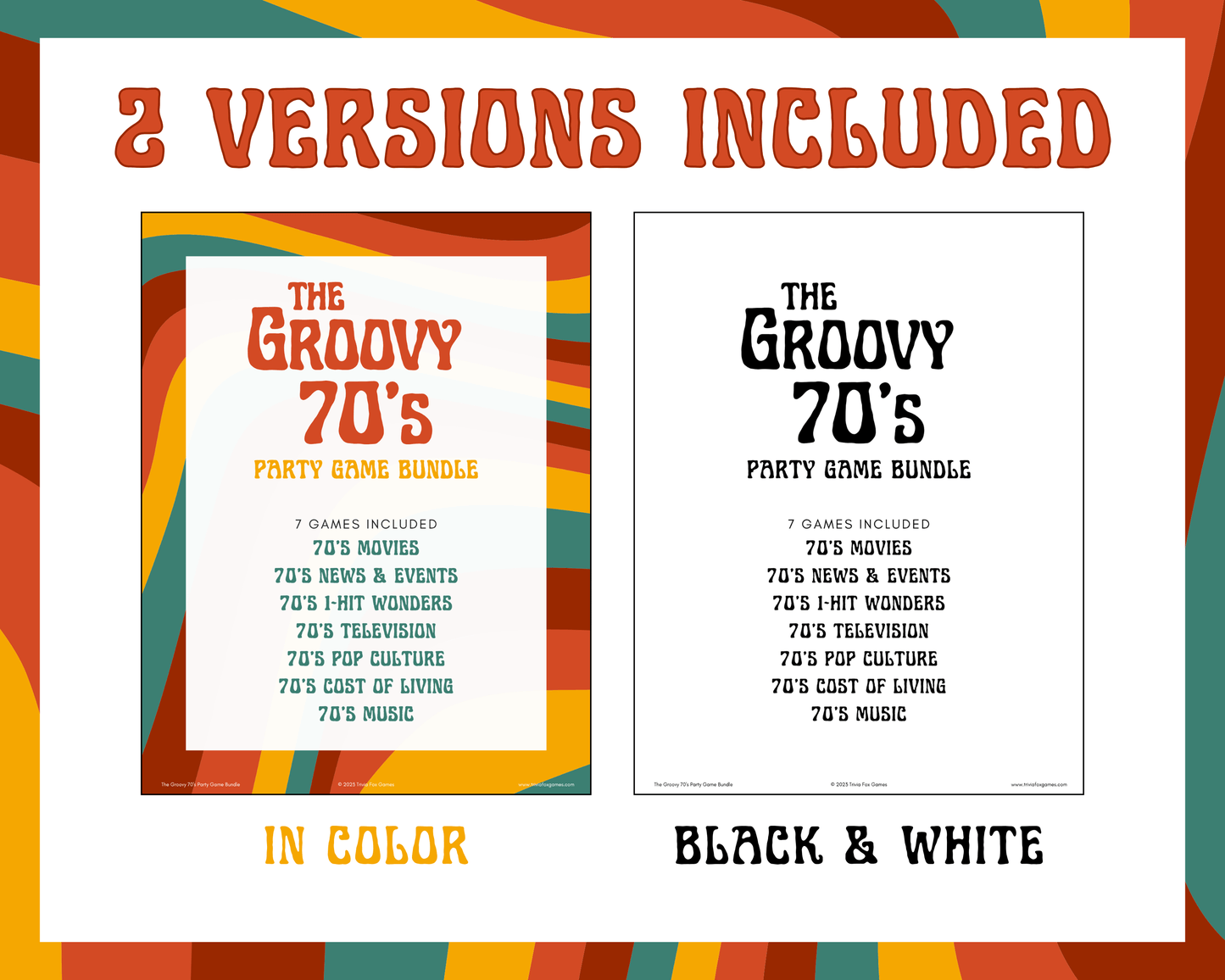 70's Trivia Party Game Bundle