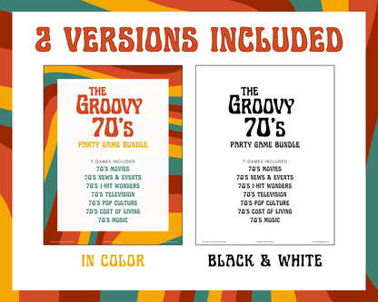 70's Trivia Party Game Bundle