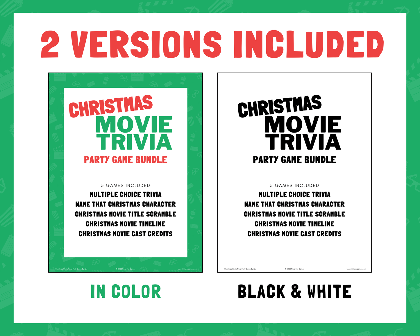 Christmas Movie Trivia Printable Game Bundle