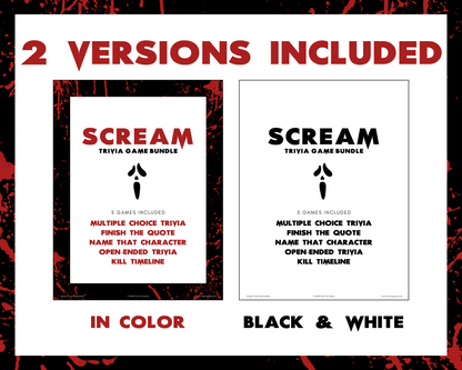Scream Trivia Printable Game Bundle
