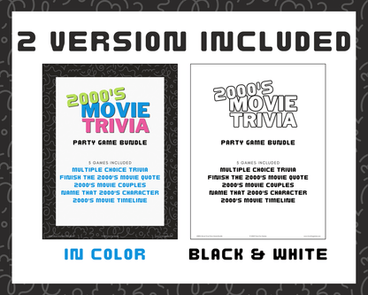 2000's Movie Trivia Party Game Bundle