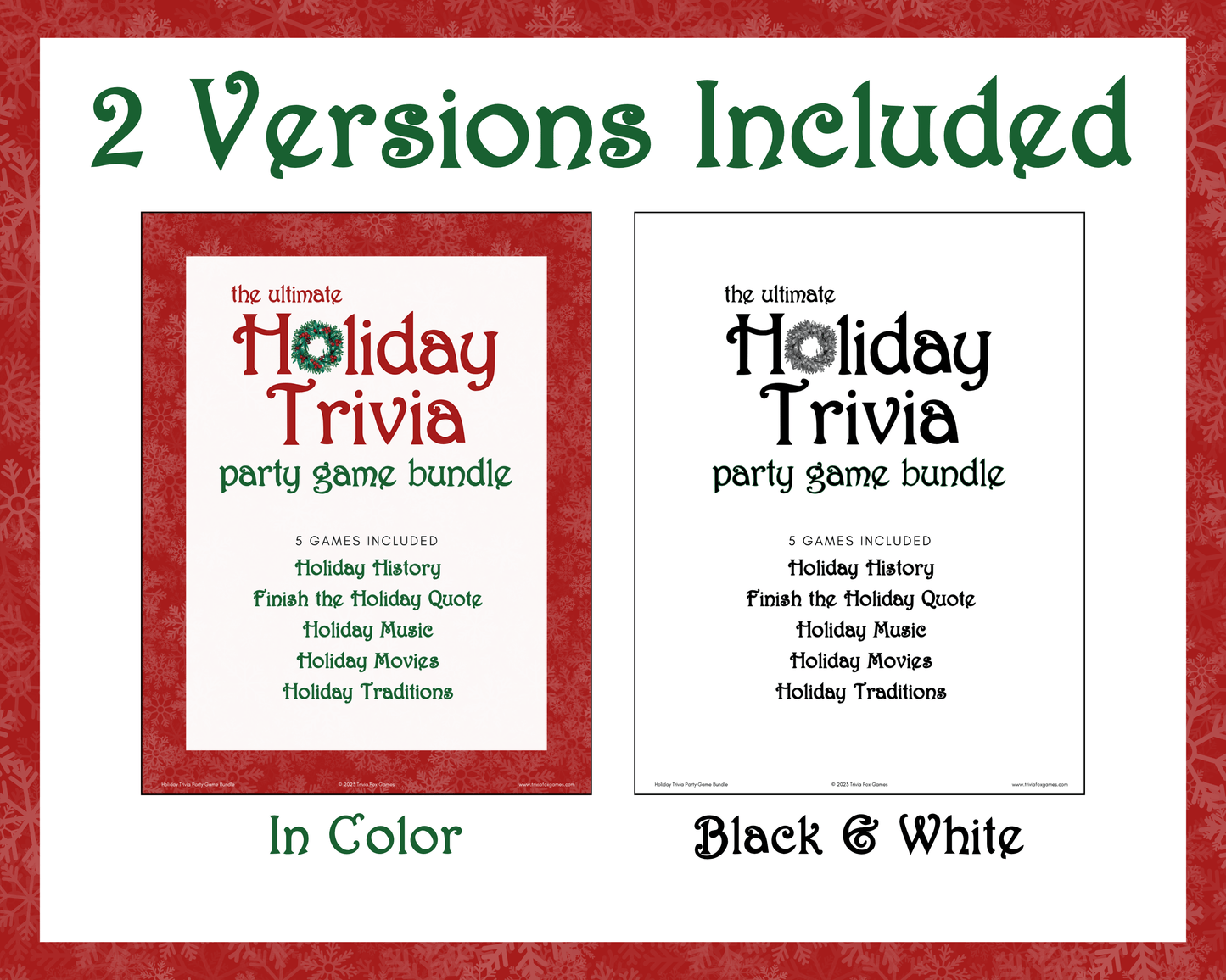Holiday Trivia Printable Game Bundle