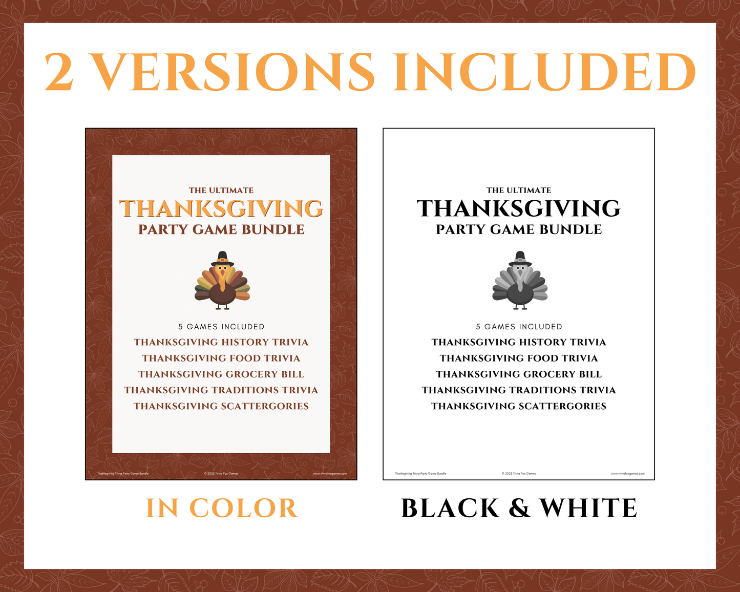 Thanksgiving Trivia Party Game Bundle