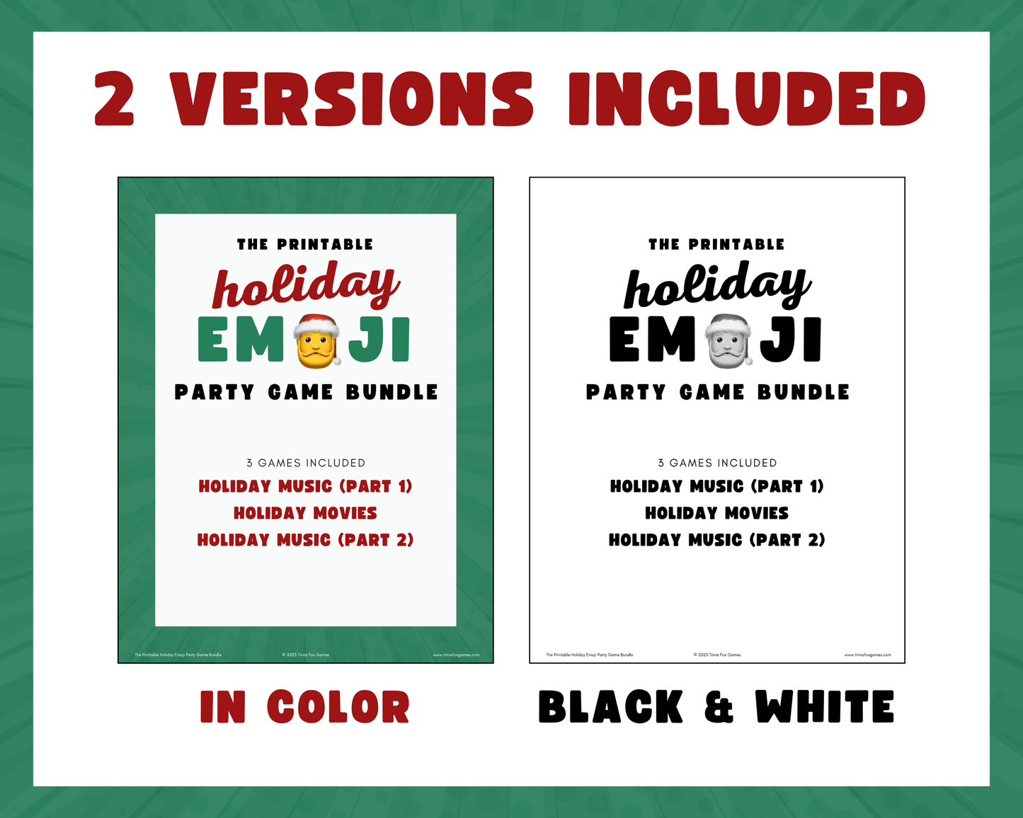 Holiday Emoji Printable Party Game Bundle