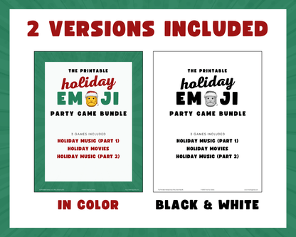 Holiday Emoji Printable Party Game Bundle