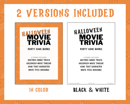 Halloween Movie Trivia Party Game Bundle