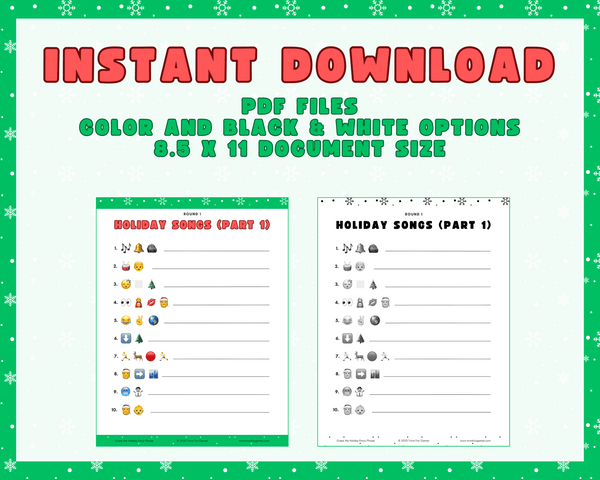 HOLIDAY EMOJI PHRASE PRINTABLE TRIVIA GAME