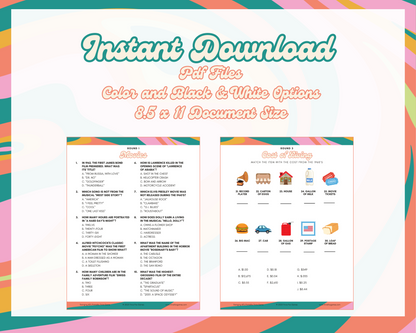SWINGING 60'S PRINTABLE TRIVIA GAME