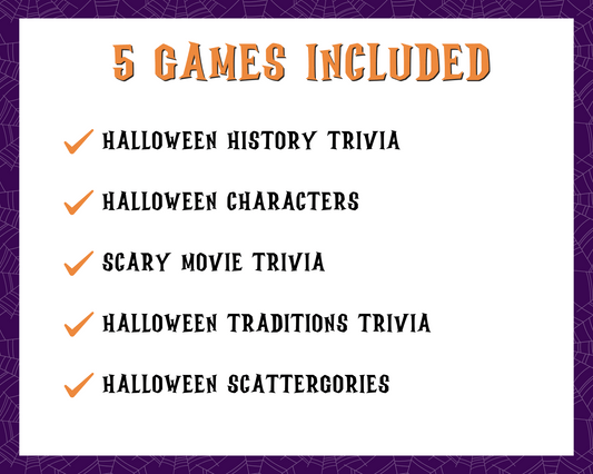 Halloween Trivia Party Game Bundle