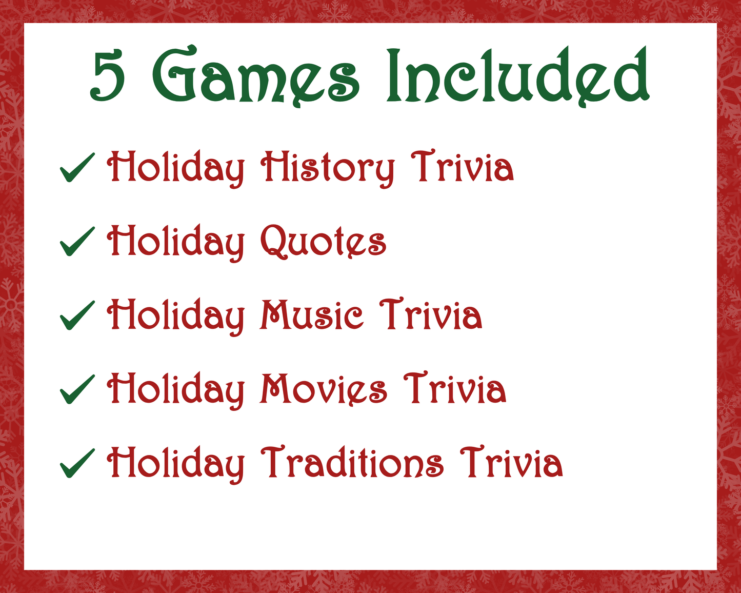 Holiday Trivia Printable Game Bundle