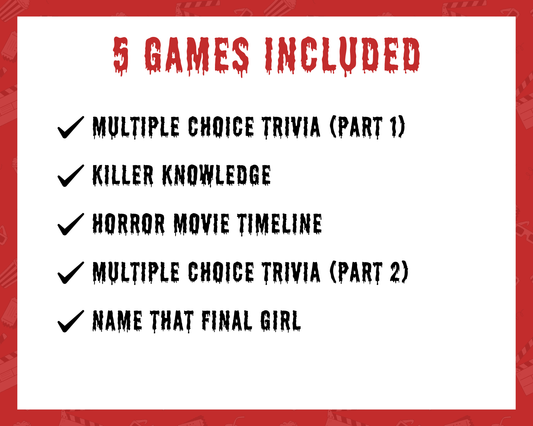 Horror Movie Trivia Party Game Bundle