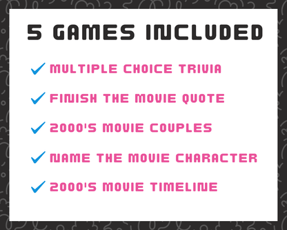 2000's Movie Trivia Party Game Bundle