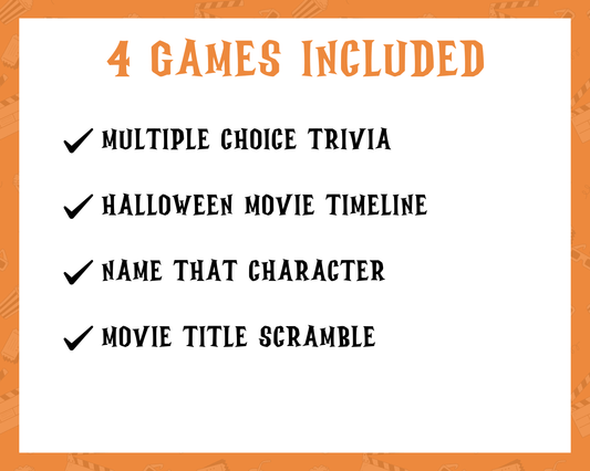 Halloween Movie Trivia Party Game Bundle