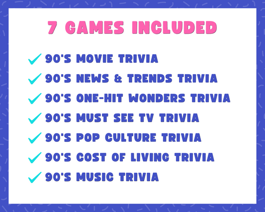 90's Trivia Party Game Bundle