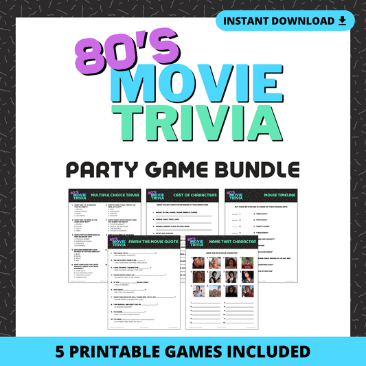 80's Movie Trivia Party Game Bundle