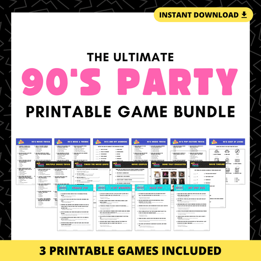 90's Trivia Printable Game Bundle
