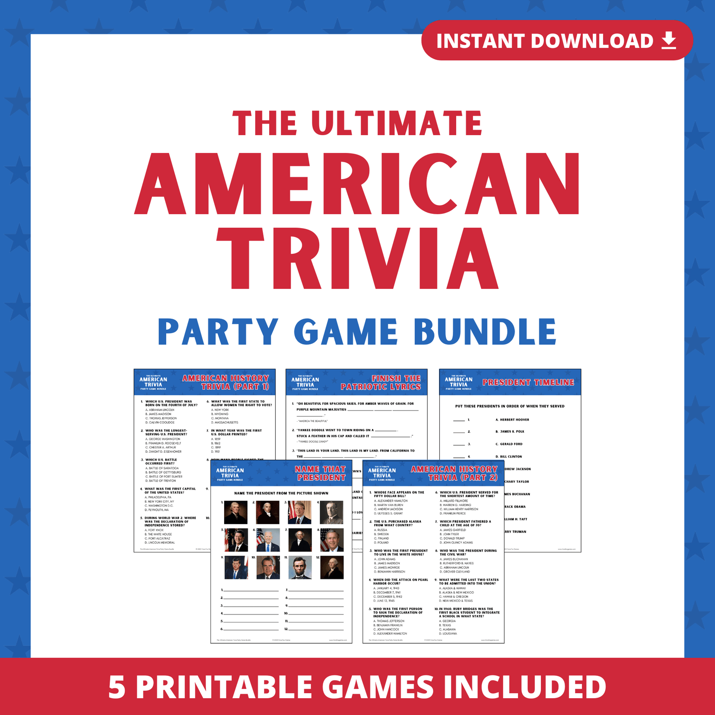 American Trivia Party Game Bundle