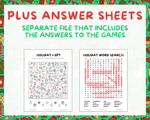 KIDS HOLIDAY PRINTABLE GAMES