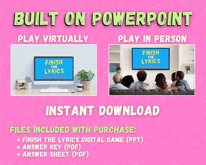 FINISH THE LYRICS DIGITAL PARTY GAME