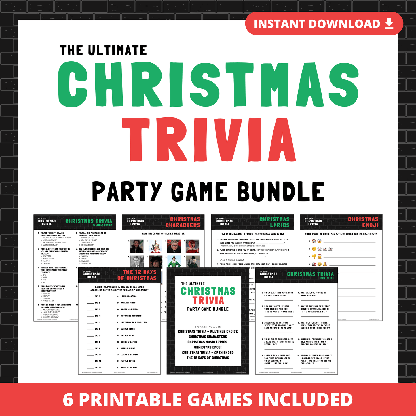 Christmas Trivia Printable Game Bundle