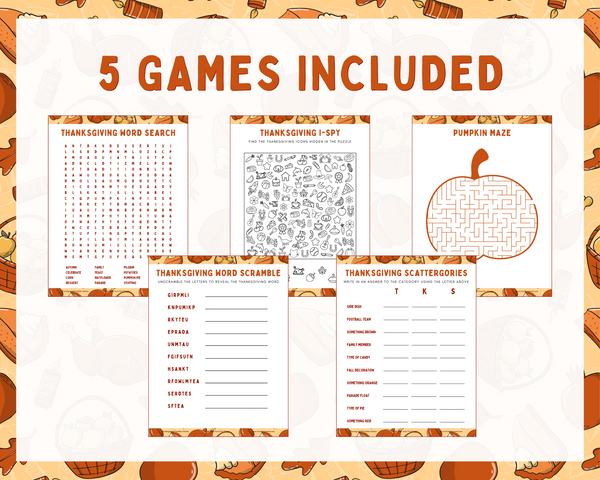 KIDS THANKSGIVING PRINTABLE GAMES