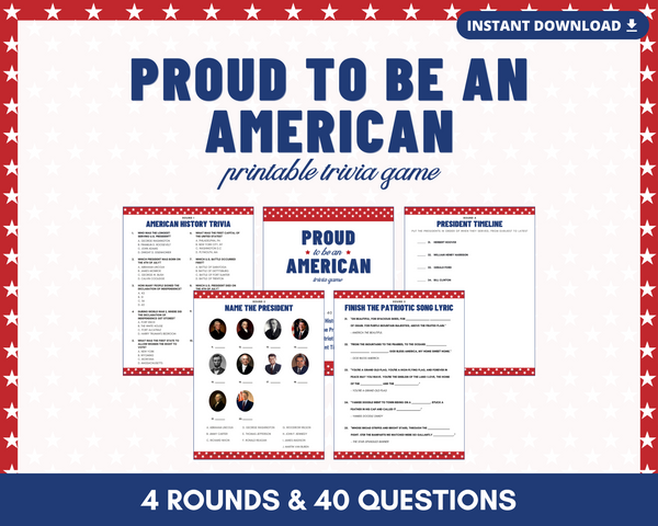 PROUD TO BE AN AMERICAN PRINTABLE TRIVIA GAME