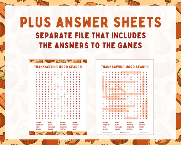 KIDS THANKSGIVING PRINTABLE GAMES